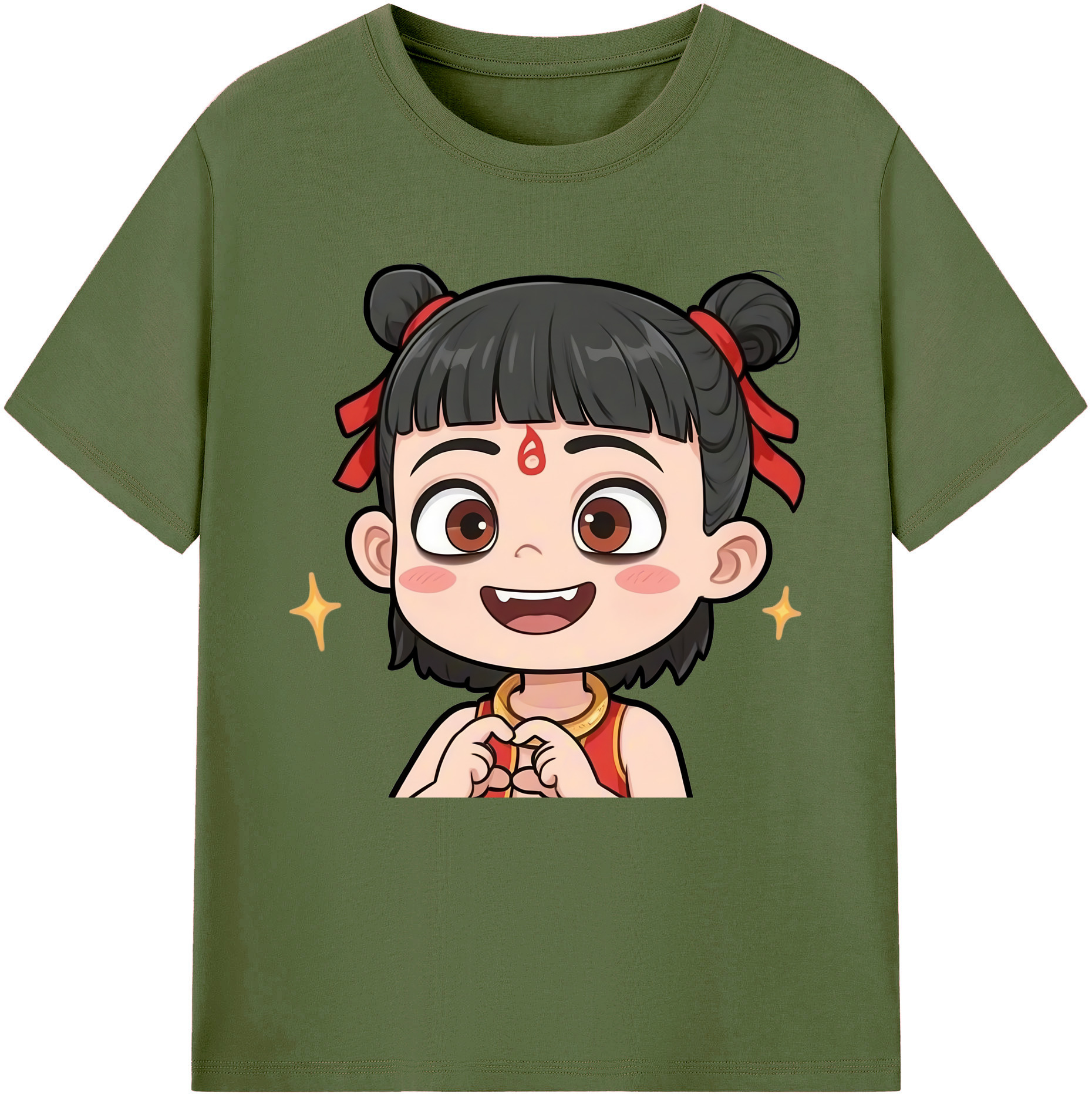 （画像用） Ne Zha 2 ナタ 魔童の大暴れ 綿100％半袖Tシャツ（フロントプリント）